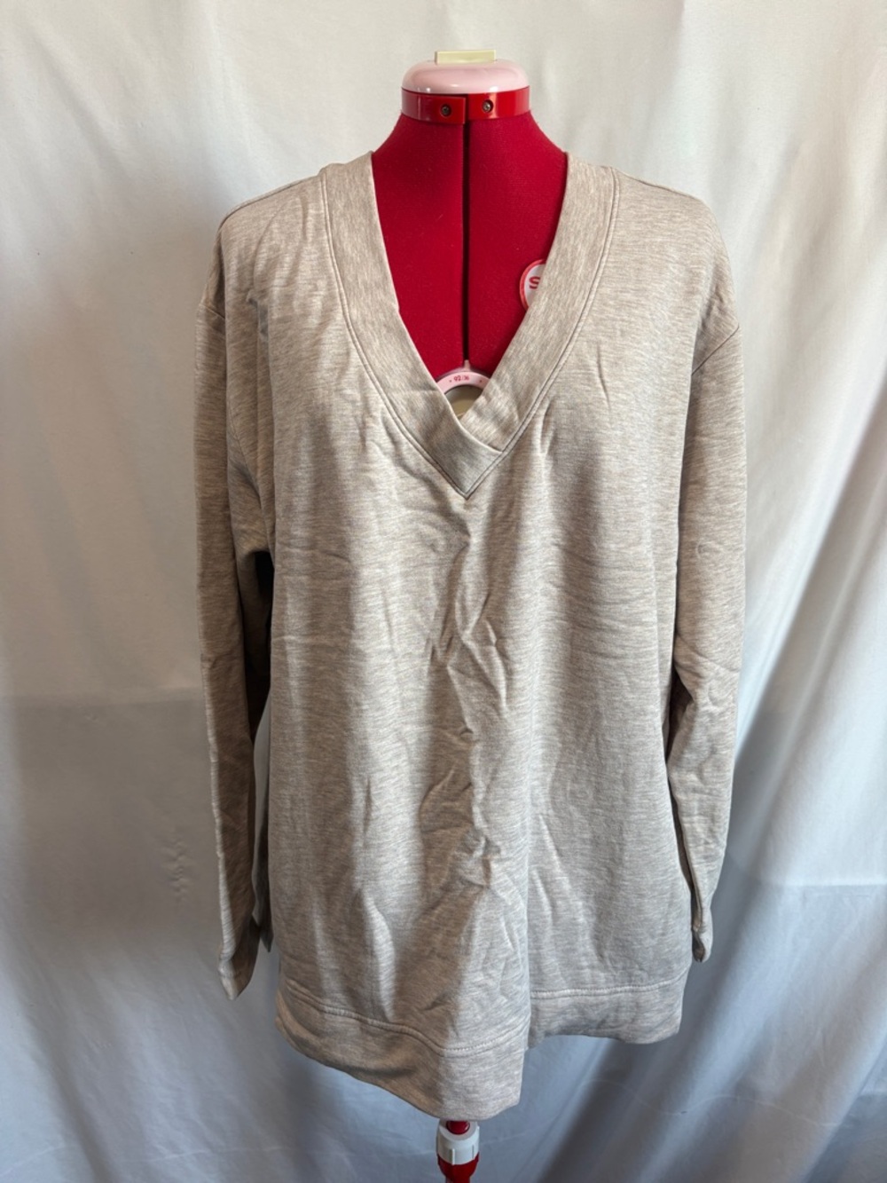 Orvis Light Beige V-Neck Pullover Sweatshirt